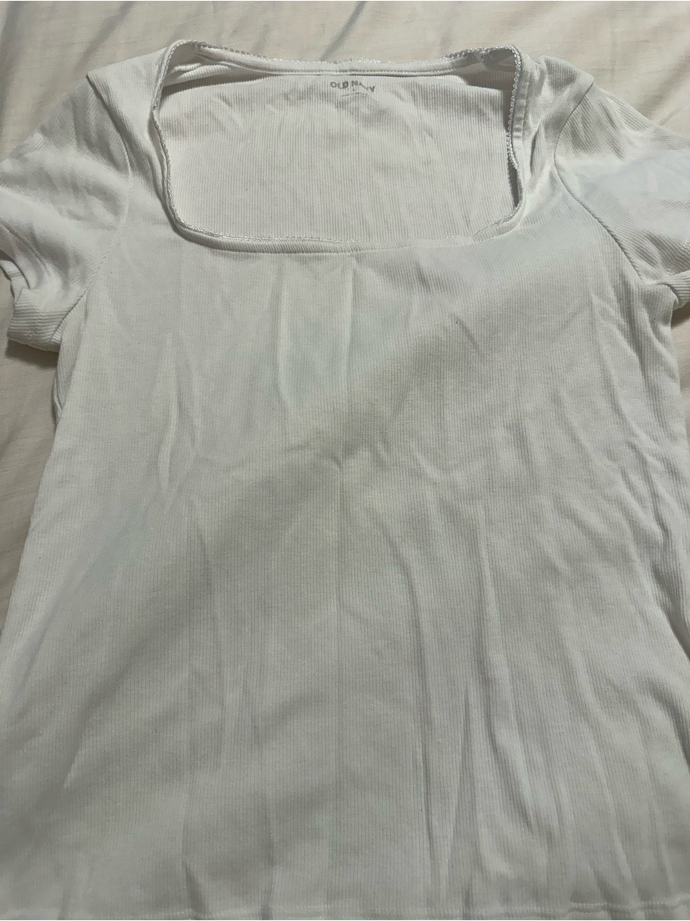 Old Navy White Square Neck Ribbed Tee